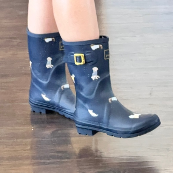 Joules Black Boots with Dog Pattern - Picture 2 of 2